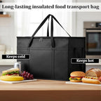 3-Pack Insulated Food Delivery Bag, Insulated Bags for Doordash, XXXL Pizza Delivery Bags, Large Capacity Cooler Bag for Grocery Shopping and Catering, Warmer/Frozen(Black)