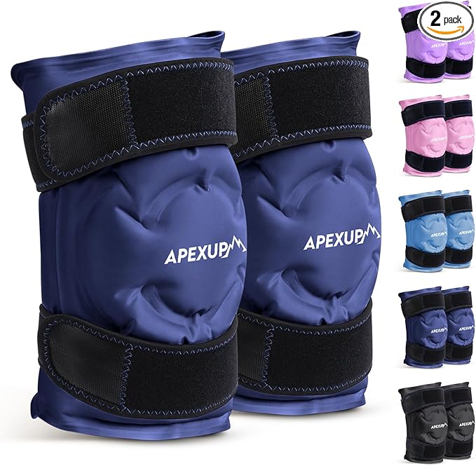 APEXUP Ice Pack for Knee Pain Relief, Large Reusable Wrap After Surgery, Flexible Gel Cold Pack for Injuries, Pain Relief for Back, Shoulder, Elbow, Ankle and Leg (Navy Blue, XXL, 2PK)
