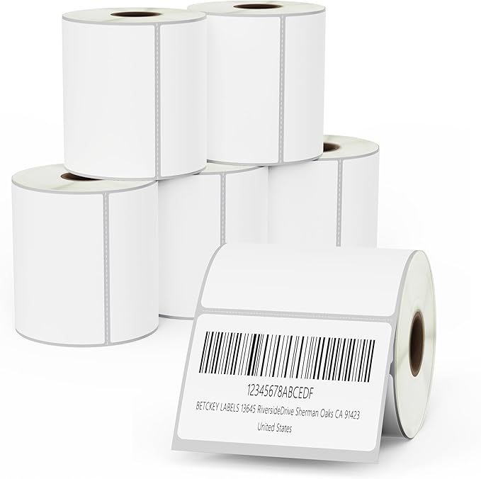 BETCKEY - 3" x 2" (76 mm x 51 mm) Multipurpose & Shipping Removable Film Label - Durable Waterproof - Compatible with Zebra & Rollo Label Printer [6 Rolls, 4500 Labels]