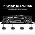 6-Pack Black Stanchion Posts with Retractable Belts, Hollow Sand-Fillable Base for Maximum Stability, Crowd Control Queue Barriers for Theaters, Parties, Weddings, Exhibitions