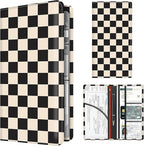 Premium Car Registration and Insurance Card Holder, Cute PU Leather Car Document Holder, Vehicle Glove Box Car Organizer with Magnetic Closure for Driver License, Cards Beige Checkerboard