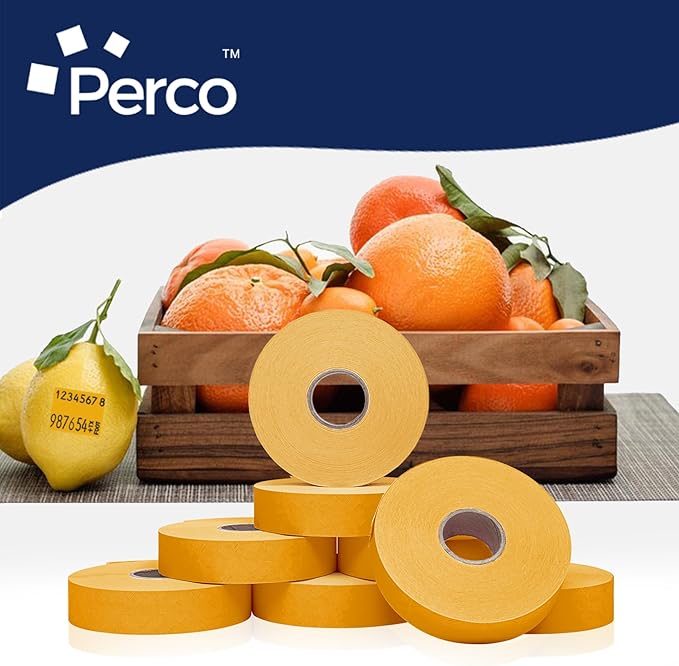 Perco Florescent Orange Pricing Labels for Monarch 1136 Price Gun - 8 Rolls, 14,000 Pricemarking Labels - with Bonus Ink Roll