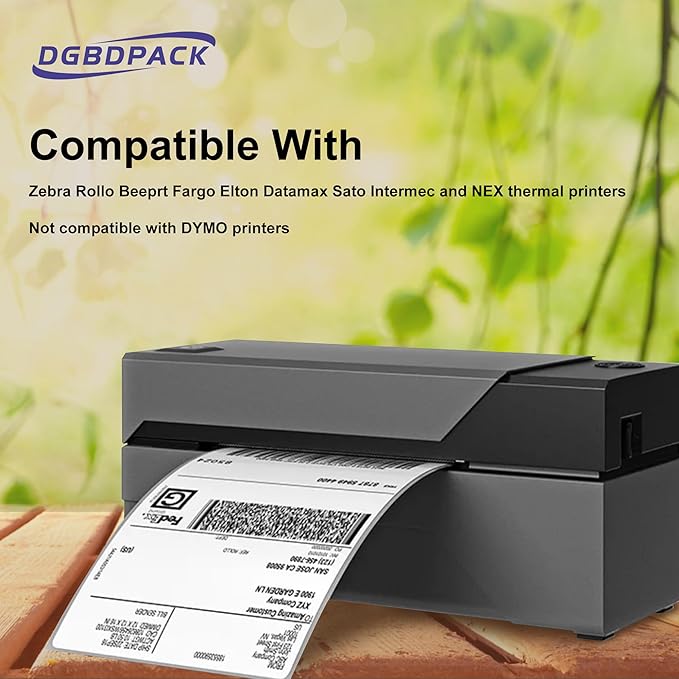 DGBDPACK Fanfold Direct Thermal Shipping Labels 4''x6'' 2400 Labels/8 Stacks (300 Pcs per Stack), Compatible with Zebra Rollo Beeprt Printer Ultra Adhesive