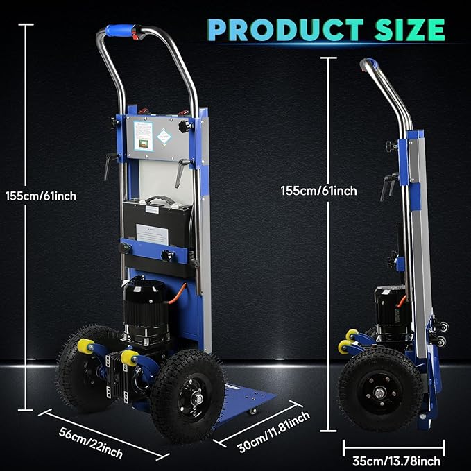 Electric Stair Climbing Dolly, 1250W Electric Stair Climbing Hand Truck, 900lbs Max Load Capacity, 3 Mode Folding Stair Climber Hand Trucks with Telescopic Handle for Moving Furniture (Blue)