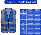 A-SAFETY High Visibility Mesh Safety Reflective Vest with Pockets and Zipper,Hi Viz Work Vest for Men Women (Blue Mesh XL)