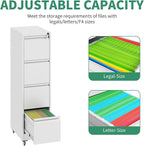 4 Drawer Mobile File Cabinet, Under Desk File Cabinet,Metal Filing Cabinets with Lock for Home Office Organizer Letter/Legal/A4,Require Assembly (White)