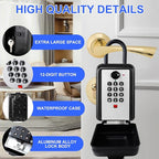 Key Lock Box, 12-Digit Code, Weatherproof Wall Mount, Large Capacity 5-8 Keys, Aluminum Alloy (Silver, 3.58 * 2.24 * 7.8IN with Shackle)