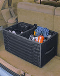 Owleys Trunk Storage 17.7" Collapsible Crate For Groceries, Tools & Travel Gear - Eco-Leather Car Organizer With Magnetic Lid - Practical Birthday Gift For Men (Highway 17)