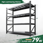 Letaya 6000LBS Storage Shelves Heavy Duty,79" W Garage Shelving Units, 4 Tier Adjustable Utility Rack Shelf,Large Metal Industrial Shelves,for Shop,Warehouse,Basement (79" W x 24" D x 79" H)