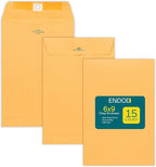 EnDoc Clasp Envelopes - 15 Pack Brown Kraft Catalog Envelopes 6x9 Inch with Clasp Closure & Gummed Seal - 28lb Heavyweight Paper Letter Envelopes for Home, Office, Mailing, Business, Legal or School