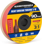 haisstronica 3:1 Heat Shrink Tubing, Shrink Ratio Adhesive Lined Marine Grade Heat Shrink Tube for Home, Automotive and Industrial (Red) 90FT 1/8inch