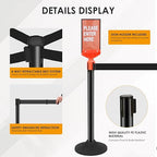 6 Pack Stanchions with Retractable Belts - Heavy Duty Crowd Control Barriers with Weighted Rubber Base, 10FT Retractable Belt Stanchions for Queue Line, Events, Public Safety(Black，6 Pack）
