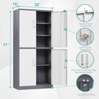 Metal Storage Cabinets with Doors and Shelves,71" Garage Storage Cabinet with Locking Doors,Tall Storage Cabinets with Lock for Home,Office,Gym,Bathroom,Kitchen