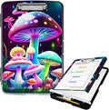 Clipboard with Storage High Capacity Plastic Nursing Clipboards with Pen Holder File Folder Storage Box Clipboard with Heavy Duty Clips for Teacher,Doctor,Offices-Pretty Mushroom
