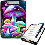 Clipboard with Storage High Capacity Plastic Nursing Clipboards with Pen Holder File Folder Storage Box Clipboard with Heavy Duty Clips for Teacher,Doctor,Offices-Pretty Mushroom