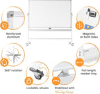 Rolling Dry Erase Board 96 x 46 - Large Portable Magnetic Whiteboard with Stand - Double Sided Easel Style Whiteboard with Wheels - Mobile Standing White Board for Office, Classroom & Home