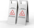 2 Pcs Maintenance Work in Progress Floor Sign , 24 Inch Stainless Steel Repair In Progress Sign Double Sided Foldable Bilingual Commercial Safety Warning for Hotel Market Restroom Restaurant Office (Silver)