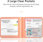 CoBak Car Registration and Insurance Holder - Vehicle Glove Box Car Organizer, Auto Truck Comparment Accessories Case for Essential Document, Driver License, Cards (Orange Pink)