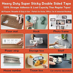 Double Sided Tape Heavy Duty, Nano Double Sided Adhesive Tape for Wall, Tile, Glass, Plastic, Metal, Marble, Ceramic | Perfect for Picture Hanging