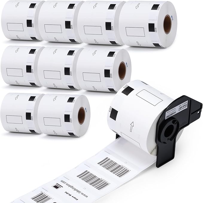 Replace for Brother DK-1209 Small Address Label, 29 x 62mm (2.4 x 1.1 in), 800 Stickers per Roll Barcode Labels use with QL-600 QL-800 QL-500 QL-550 Printer (10 Rolls+ 1 Reusable Cartridges)