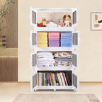 1200Qt Extra Large Stackable Storage Bin with Lid - 300Gal Heavy-Duty Plastic Collapsible Drawer with Wheels, Closet Storage Organizer for Clothes, Toys & Household Items, 4-Pack White