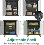 Metal Tool Cabinet,Garage Storage Cabinet System,Wall Cabinet & Locking Rolling Tool Cabinet with Doors and Adjustable Shelves,Steel Tool Cabinets for Home (5 Pcs-StyleA, Black & Grey)