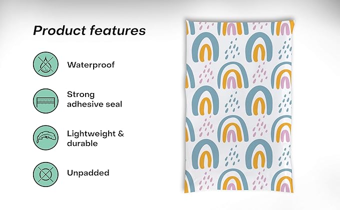 6x9 Poly Mailers – Retro Rainbow Design – Waterproof, Tear-Resistant Shipping Bags with Adhesive Seal – 100 Pack – Package Mint
