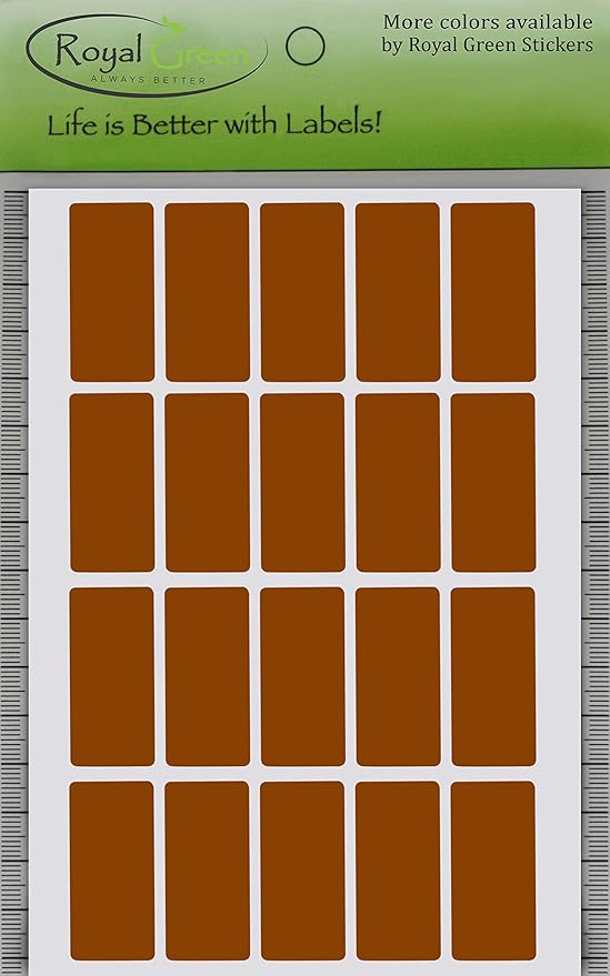 Royal Green Rectangular Brown Color Coding Stickers 1.57 inch x 0.75 inch (40mm x 19mm) - 1000 Pack