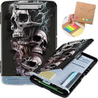 Clipboard with Storage,Heavy Duty Plastic Storage Clipboard with Low Profile Clip,Teacher Must Haves,Office Supplies,Skull/Black
