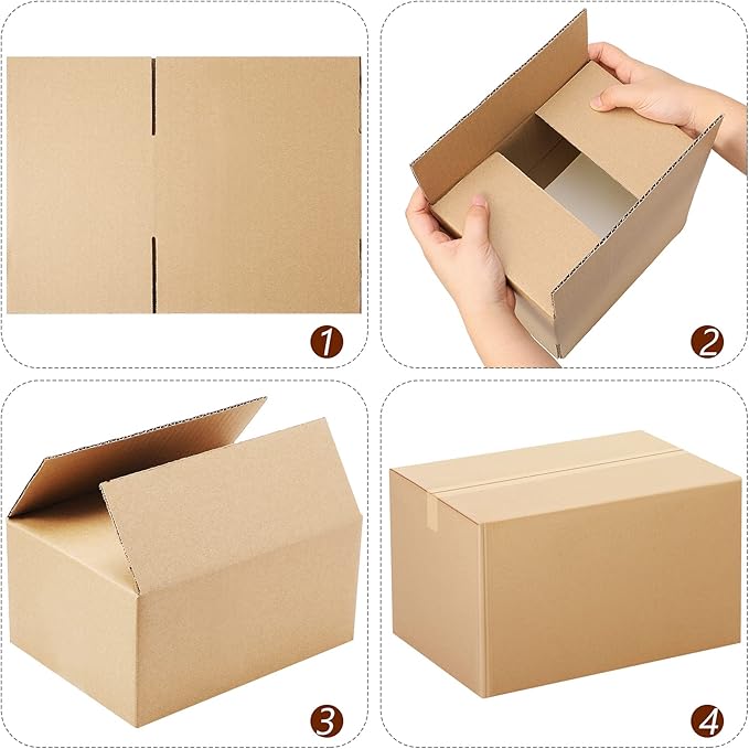 32 Pack 4 Sizes Shipping Boxes Mailers Corrugated Cardboard Box Kraft Mailing Boxes Small Packing Box with Packaging Tape for Shipping Packing Mailing (Kraft Color)