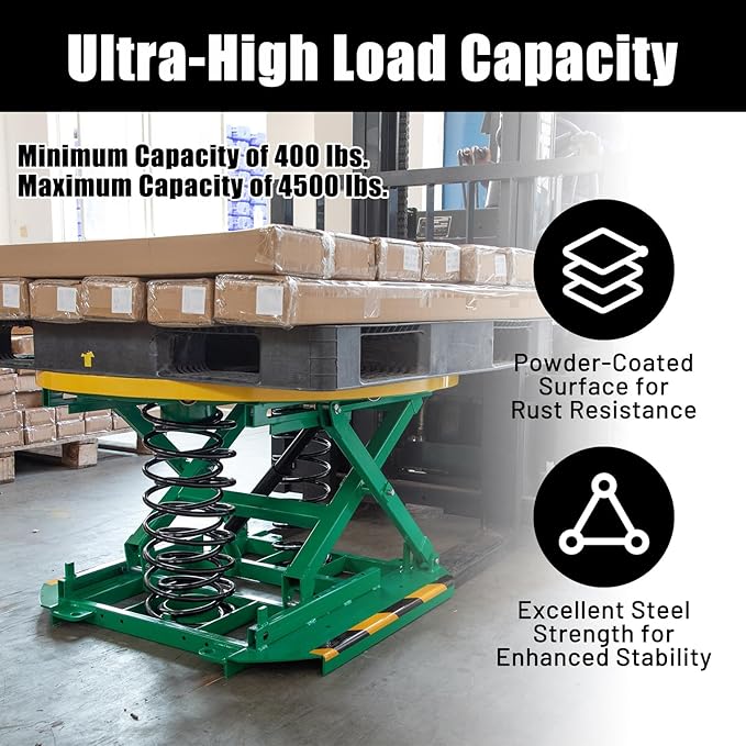 Spring-Actuated Pallet Carousel Skid Positioner, 4500lbs Capacity 26" Lifting Height for Material Handling, Spring Pallet Level Loader, Transportation and Freight Lifting
