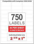 Perfect Peel Printable Address Labels, 1" x 2-5/8" Customizable Stickers, White, 750 Blank Mailing Labels, Great for Mailing, Shipping, and More (Compatible with 8160)