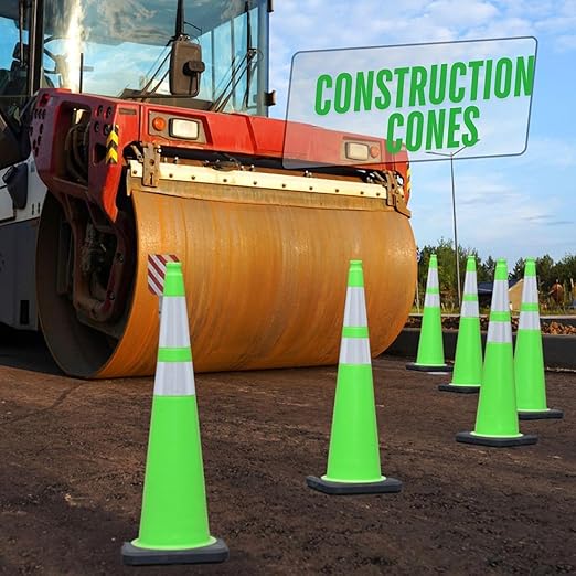 BESEA 8Pack 36” inch Traffic Cones Blue Road Parking Cones Construction Safety Cone Structurally Stable for Traffic Control(Green Color)