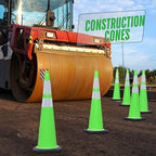BESEA 4Pack 36” inch Traffic Cones Green Road Parking Cones Construction Safety Cone Structurally Stable for Traffic Control(Green Color)