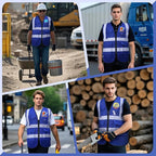 BeautyWill Custom Safety Vest Customized Logo Class 2 High Visibility Reflective Vest with Pockets Construction workwear