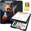 Clipboard with Storage,Office Supplies Nursing Clipboards Folder with Pen Holder Plastic Foldable Clip Board with Storage for Nurse Teacher,Fox and Moon