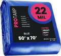 PROTARP Extreme Heavy Duty 22 Mil Tarp Cover, Waterproof, UV Resistant, Rip and Tear Proof, Poly Tarpaulin with Reinforced Edges for Roof, Camping, Patio, Pool, Boat. (Blue 50′ X 70′)