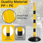 Amylove Plastic Stanchion Post Set, Traffic Warning Line Stanchion Crowd Control Safety Barriers Driveway Barrier with 5 Chains and 10 S Hooks for Outdoor Indoor Parking(Yellow Black,4 Pcs)