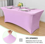 Obstal 6 Pack Stretch Spandex Table Covers for 6 Foot Tables - 6 FT Universal Rectangular Fitted Tablecloth Protector for Wedding, Banquet, Party, 72 Length x 30 Width x 30 Height Inches, Light Purple