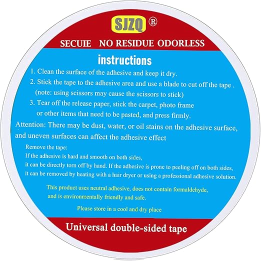 Double Sided Carpet Tape Heavy Duty, 1.2inx22Yards No Residue Rug Tape for Hardwood Floors, Strong Hold Carpet Tape for Area Rugs, Mats, Posters on Tile, Concrete, Metal, Glass
