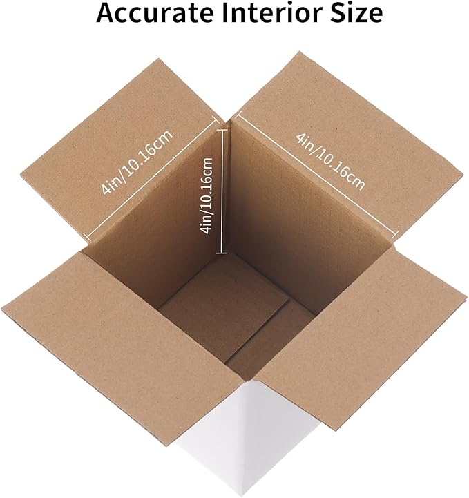 FARRAY Shipping Boxes 4x4x4 inches (Inner Size), 30 Pack Sturdy Kraft Corrugated Small Cardboard Boxes for Mailing Packing, White