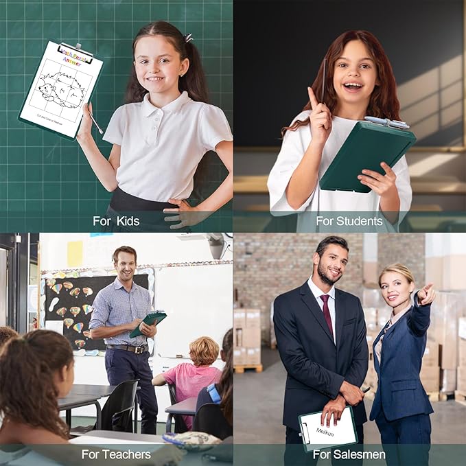Small Clipboard with Storage, A5 Clipboards with Pen Holder, Half Letter Clip Boards 6x9 Mini Plastic Clipboard with Low Profile Clip for Classroom, School, Office Supplies (Emerald)