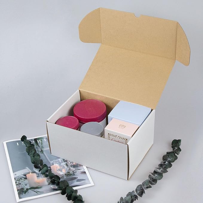 10x7x5 Inches Shipping Boxes Set of 20, White Corrugated Cardboard Box Literature Mailer for Packing Small Business