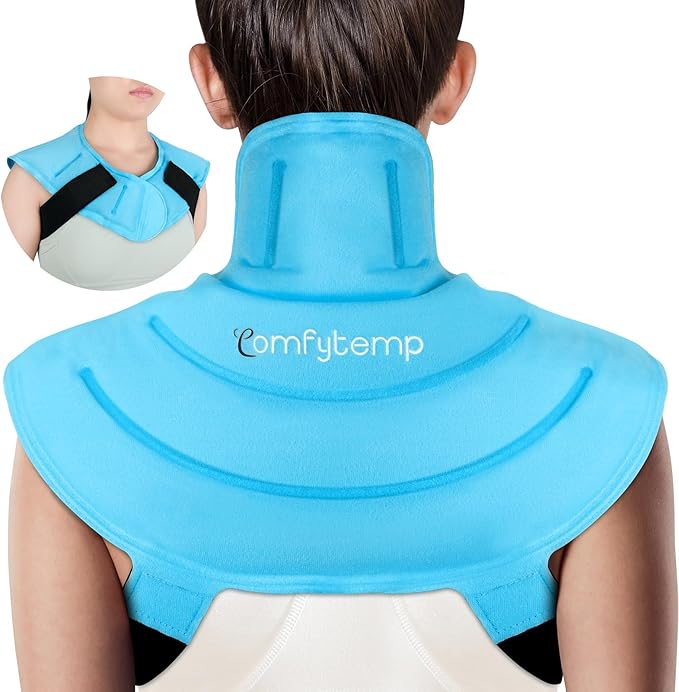 Comfytemp Ice Pack for Neck Shoulders Pain Relief, HSA Eligible FSA Wearable, Reusable Gel Shoulder Ice Pack Wrap, Cold Compression Physical Therapy Recovery for Upper Back, Cervical Injuries (S)