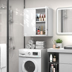 GREATMEET Locking Metal Wall Cabinet, Metal Storage Cabinet with 2 Shelves, Wall Mount Cabinet with Lock, Floating Garage Cabinets with Adjustable Shelf
