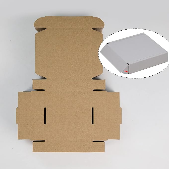 50 Pack 4x4x1 Inches Small Shipping Boxes, White Corrugated Cardboard Boxes, Moving Mailing Packing Box