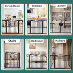 Fairy Baby 70.9"-76.3" Extra Wide Baby Gate for Stairs Doorways, Pressure Mount Pet Gate Auto Close Safety Child Gate, Long Large Dog Gate Indoor for House, 71 72 73 74 75 76 Inches Wide, Black