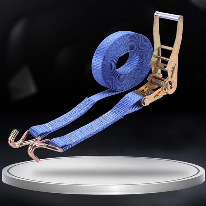 2PACK Ratchet Straps Heavy Duty, 8000 LBS Break Strength Ratchet Strap Tie Down, 2” x 27ft Blue Tie-Down Ratcheting Cargo Truck Straps with Durable Double J Hook for for Truck (Blue, 2IN X 27FT)