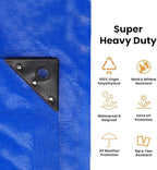 WHITEDUCK 12' x 16' Super Heavy Duty Poly Tarp Thick 16 Mil, Waterproof 100% UV Resistant Rip/Tear Proof Tarp w/Rustproof Grommets & Reinforced Edges Blue,16 mil Finished Size: 11'6"x15'6"
