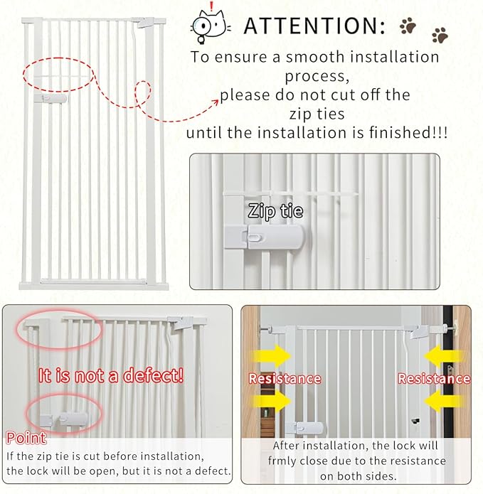 Lumizone Extra Tall Cat Gate 55.12" High Pressure Mounted Extra Wide 2025 New (17 Sizes) 1.37" Gap No Drilling Auto-Close One-Handed Operation Tall Pet Gate for Dogs(White, 55.12" H x 29.92"-34.24" W)